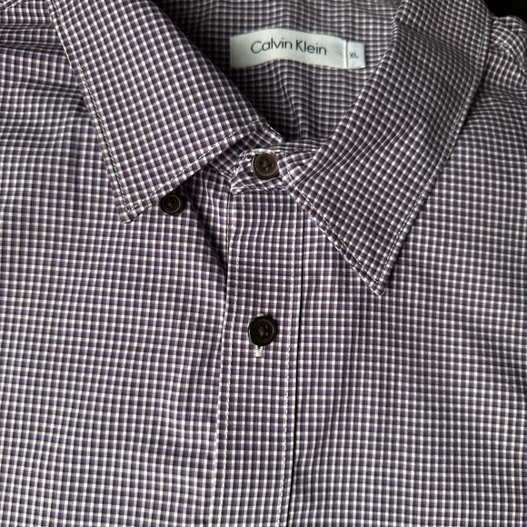 Calvin Klein Button-down Purple White Long Sleeve Shirt Modern Classics - Picture 2 of 6